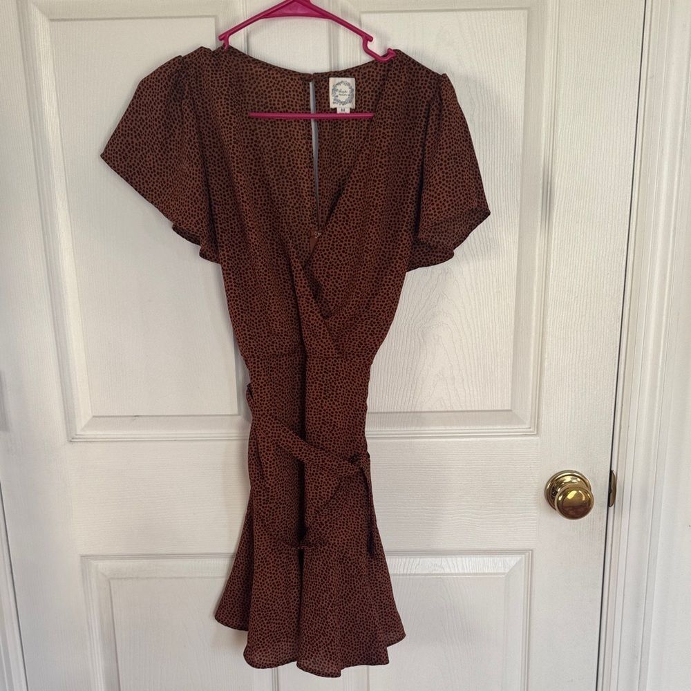 Blue Rain Brown Mini Wrap Dress